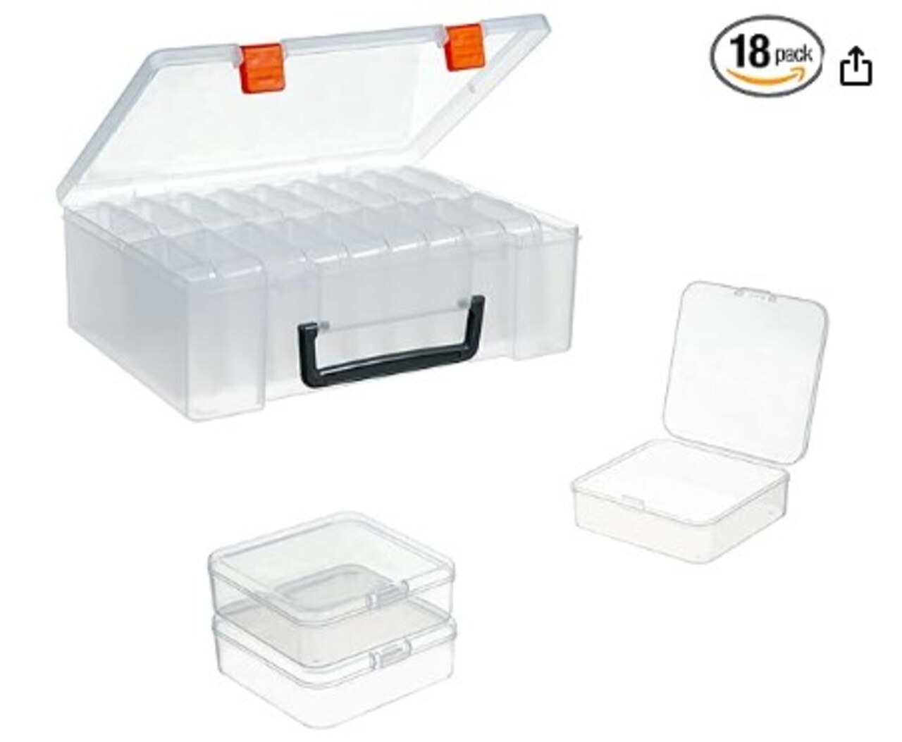 18 Pieces Small Plastic Craft Organizers and Storage, Transparent Box with Hinged Lid for Jewelry and Diamond Storage, DIY Art Craft Accessory